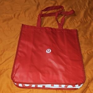 Lululemon Sz Large Reusable Tote Bag. Red And White. Snap Closure!